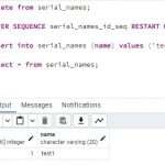 Alter sequence reset auto-increment column in PostgreSQL