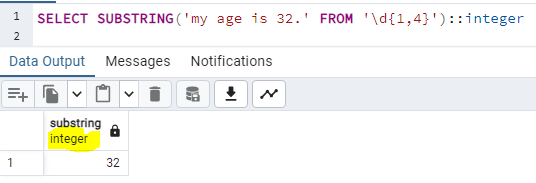 Convert extracted substring to integer or Number in PostgreSQL