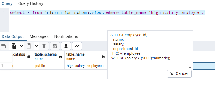 Check all views on table in PostgreSQL