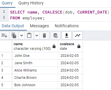 COALESCE with CURRENT_DATE in PostgreSQL