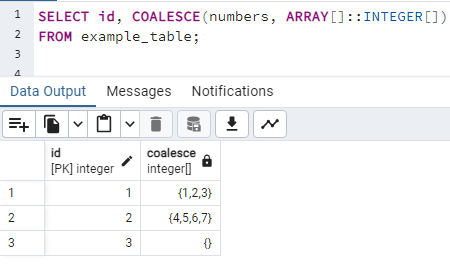 COALESCE blank array instead of NULL value in PostgreSQL