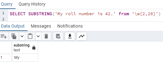 Extract first word using substring function in PostgreSQL